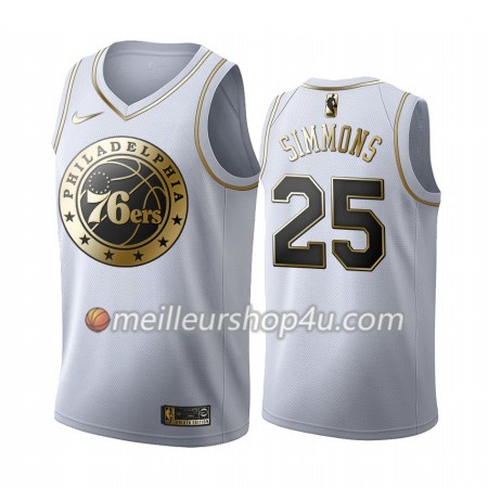 Maillot Basket Homme Philadelphia 76ers Ben Simmons 25 2019-20 Nike Blanc Golden Edition Swingman